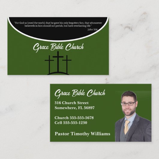 Grüne Kreuzpastete oder Kirche Deacon Visitenkarte (Vorne/Hinten)
