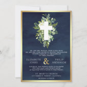 Grüne Kreuzschiff in einer katholischen Hochzeit Einladung (Vorderseite)
