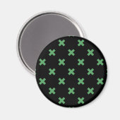 Grüne Kreuzstiche auf schwarz Magnet (Vorderseite/Rückseite)