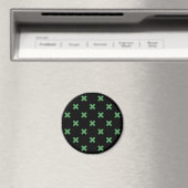 Grüne Kreuzstiche auf schwarz Magnet (In Situ (Geschirrspüler))