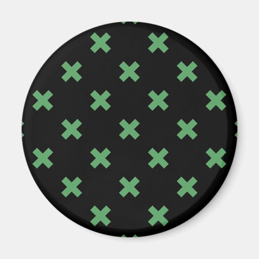 Grüne Kreuzstiche auf schwarz Magnet (Vorne)