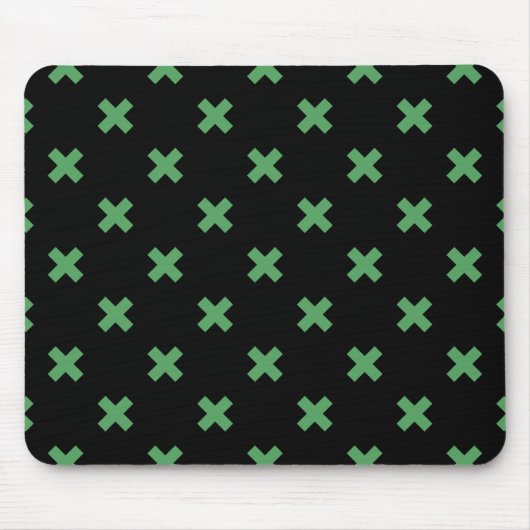 Grüne Kreuzstiche auf schwarz Mousepad (Vorne)