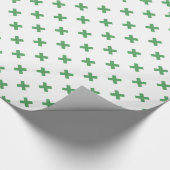 Grüne Kreuzstiche auf Weiß Geschenkpapier (Ecke)