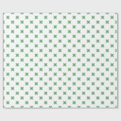 Grüne Kreuzstiche auf Weiß Geschenkpapier (Flach)