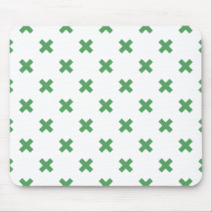 Grüne Kreuzstiche auf Weiß Mousepad