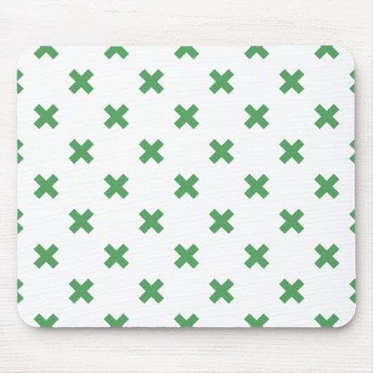 Grüne Kreuzstiche auf Weiß Mousepad (Vorne)