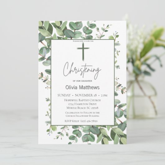 Grüne Kreuzung Gender Neutral Einladung (Stehend Vorderseite)