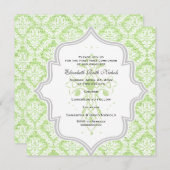 Grüne Kreuzung mit weißem Damast Einschlag Erste K Einladung (Vorne/Hinten)