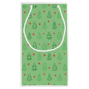 GRÜNE KRISTMAS BÄUME UND ROTE STERNDESIGN KLEINE GESCHENKTÜTE