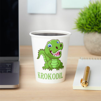 grüne Krokodil Pappbecher