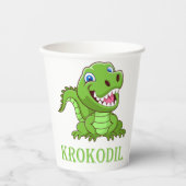 grüne Krokodil Pappbecher (Vorderseite)