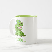 grüne Krokodil Zweifarbige Tasse (Vorderseite Links)