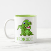 grüne Krokodil Zweifarbige Tasse (Links)