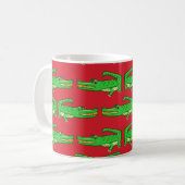 Grüne Krokodile auf Rot Kaffeetasse (Vorderseite Links)