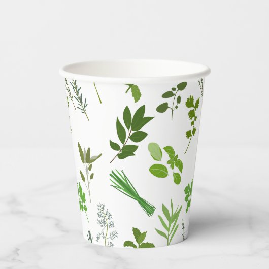 Grüne Küche Kulturelle Kräutergarten Pappbecher (Rückseite)