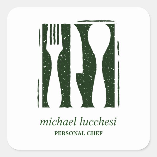 Grüne Küchenherde | Koch Catering Bäckerei Restaur Quadratischer Aufkleber (Vorderseite)