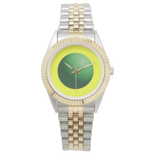 Grüne Kugel auf Gelb  Armbanduhr