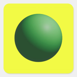 Grüne Kugel auf Gelb Quadratischer Aufkleber