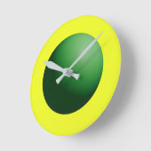 Grüne Kugel auf Gelb Runde Wanduhr (Winkel)