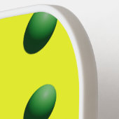 Grüne Kugeln auf Gelb Pickleball Schläger (Linke Seite)
