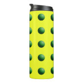 Grüne Kugeln auf Gelb Thermosbecher (Nach rechts gedreht)