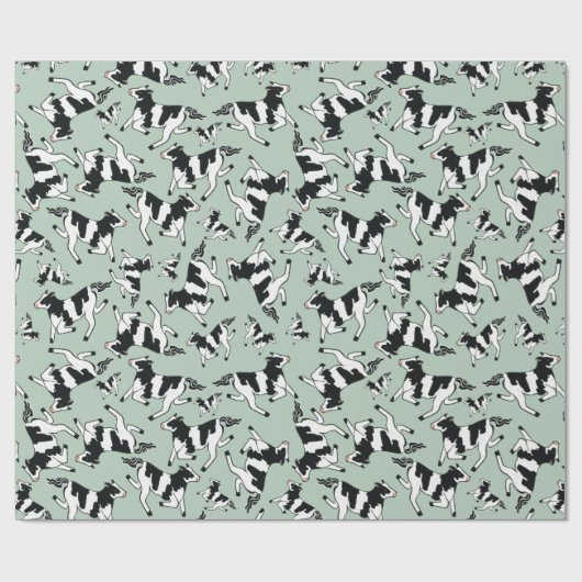 Grüne Kühe Geschenkpapier (Flach)
