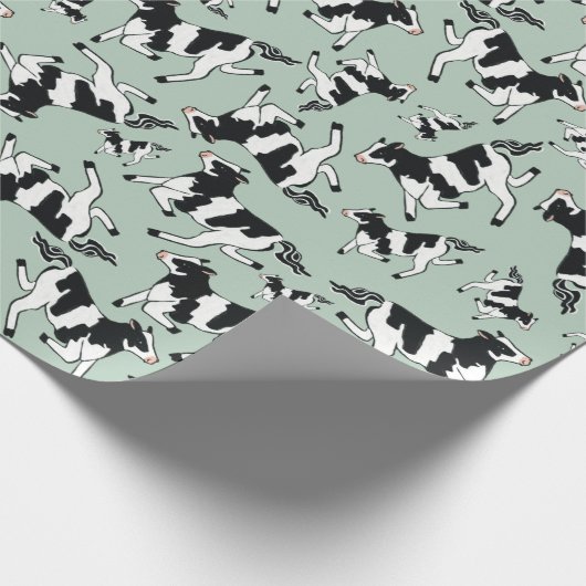 Grüne Kühe Geschenkpapier (Ecke)