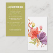 Grüne kühne Wildblumen Hochzeitsunterkunft Begleitkarte (Vorne/Hinten)