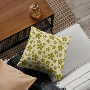 Grüne, kühne Y2K-Wildblume Lebendige Farben Frühja Kissen