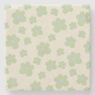 Grüne, kühne Y2K-Wildblume Lebhaftes Frühjahrsdeko Steinuntersetzer