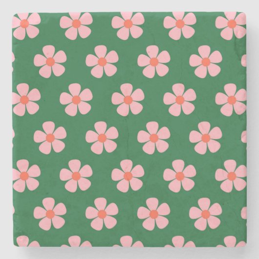 Grüne, kühne Y2K-Wildblume Lebhaftes Frühjahrsdeko Steinuntersetzer (Vorderseite)