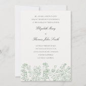 Grüne Kunst Blumenskizze Lily Tal Feierliche Hochz Einladung (Vorderseite)