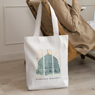 Grüne Kuppel Masjid an-Nabi Wasserfarbe Triptychon Tasche