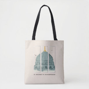 Grüne Kuppel Masjid an-Nabi Wasserfarbe Triptychon Tasche