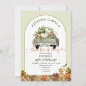 Grüne Kürbis-Blätter und Stapel von Hay Birthday Einladung (Vorderseite)