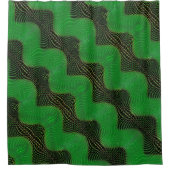 Grüne Kurve und klare Punkte im dunklen Hintergrun Duschvorhang (Vorderseite)