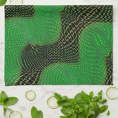 Grüne Kurve und klare Punkte im dunklen Hintergrun Geschirrtuch (Gefaltet)