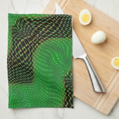 Grüne Kurve und klare Punkte im dunklen Hintergrun Geschirrtuch (Viertel Falte)