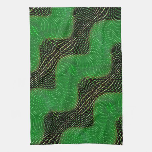 Grüne Kurve und klare Punkte im dunklen Hintergrun Geschirrtuch (Vertikal)