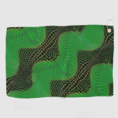 Grüne Kurve und klare Punkte im dunklen Hintergrun Golfhandtuch (Horizontal)