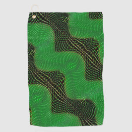 Grüne Kurve und klare Punkte im dunklen Hintergrun Golfhandtuch