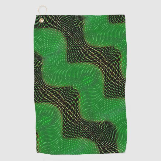 Grüne Kurve und klare Punkte im dunklen Hintergrun Golfhandtuch (Vorderseite)