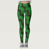 Grüne Kurve und klare Punkte im dunklen Hintergrun Leggings (Vorderseite)