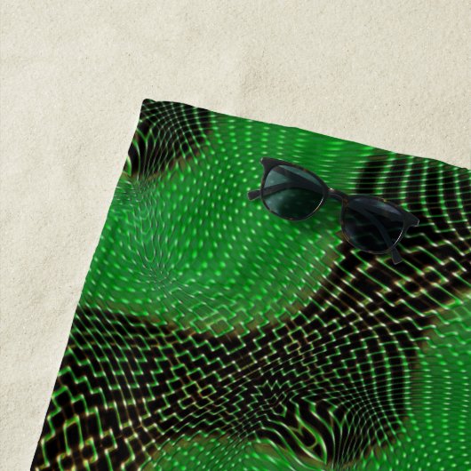 Grüne Kurve und klare Punkte im dunklen Hintergrun Strandtuch (Beispiel)