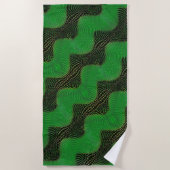 Grüne Kurve und klare Punkte im dunklen Hintergrun Strandtuch (Vorderseite)