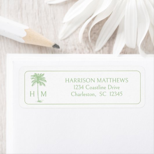 Grüne Küsten-Palmetto-Palme-Monogramm (Insitu)
