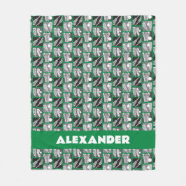 Grüne Lacrosse Blöcke von Sticks und Balls Fleecedecke