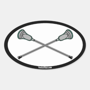 Grüne Lacrosse Ovaler Aufkleber