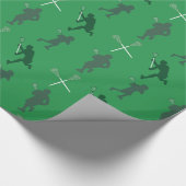 Grüne Lacrosse-Silhouetten Geschenkpapier (Ecke)