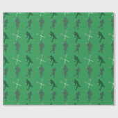Grüne Lacrosse-Silhouetten Geschenkpapier (Flach)